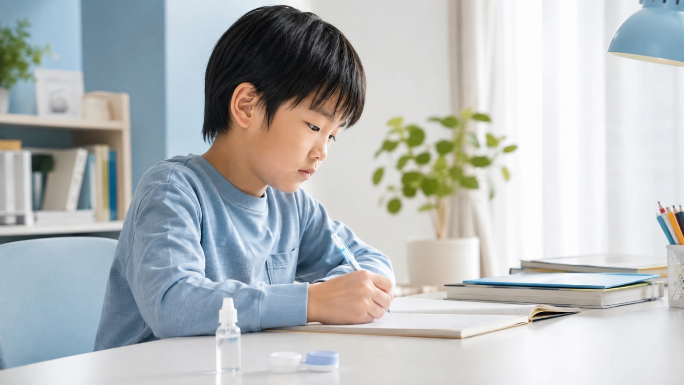 近くを見ながら学習する子どものイメージ